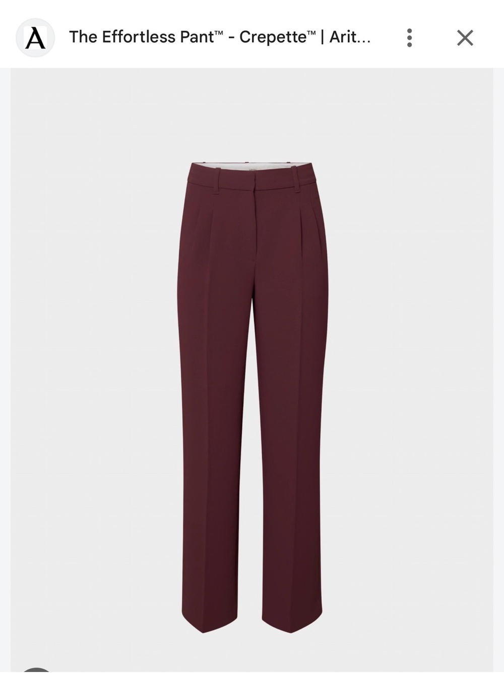 Aritzia Effortless Crepette Wide-Leg Pants in Burgundy